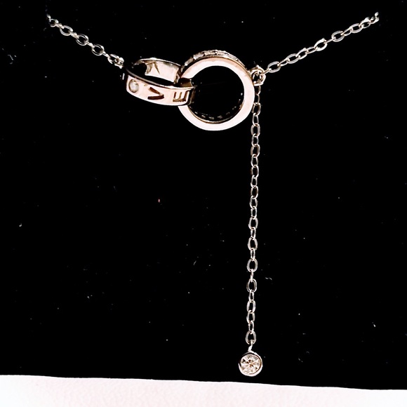 Moissanite love necklace  16 inch extend to 17 inch with a .5 drop diamond. - Picture 2 of 5